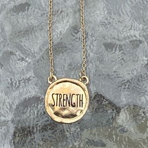 Gold Hammered Strength Pendant Necklace